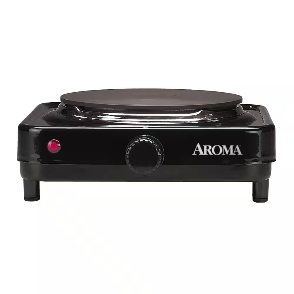 Single Burner 5.8 In. Black Diecast Hot Plate with Temperature Control