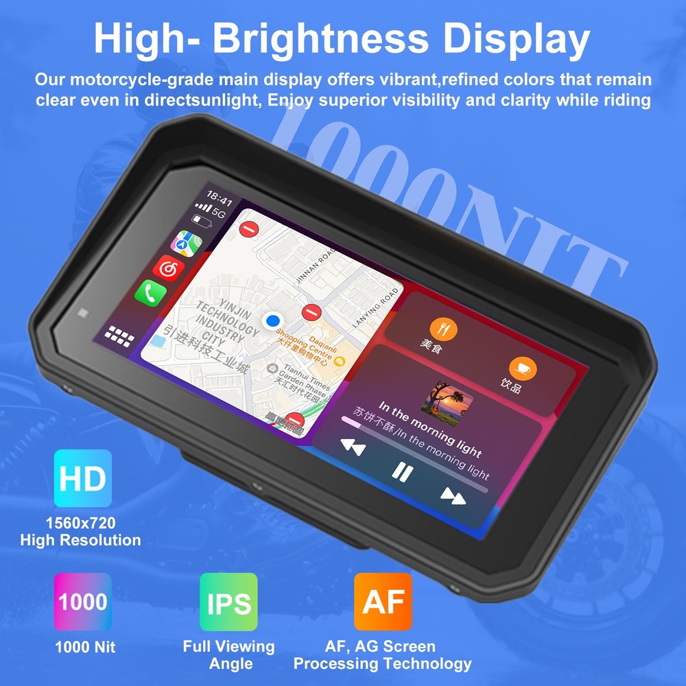 BMW Motorcycle CarPlay Android Auto 6" Touch Screen Waterproof GPS Quick Install