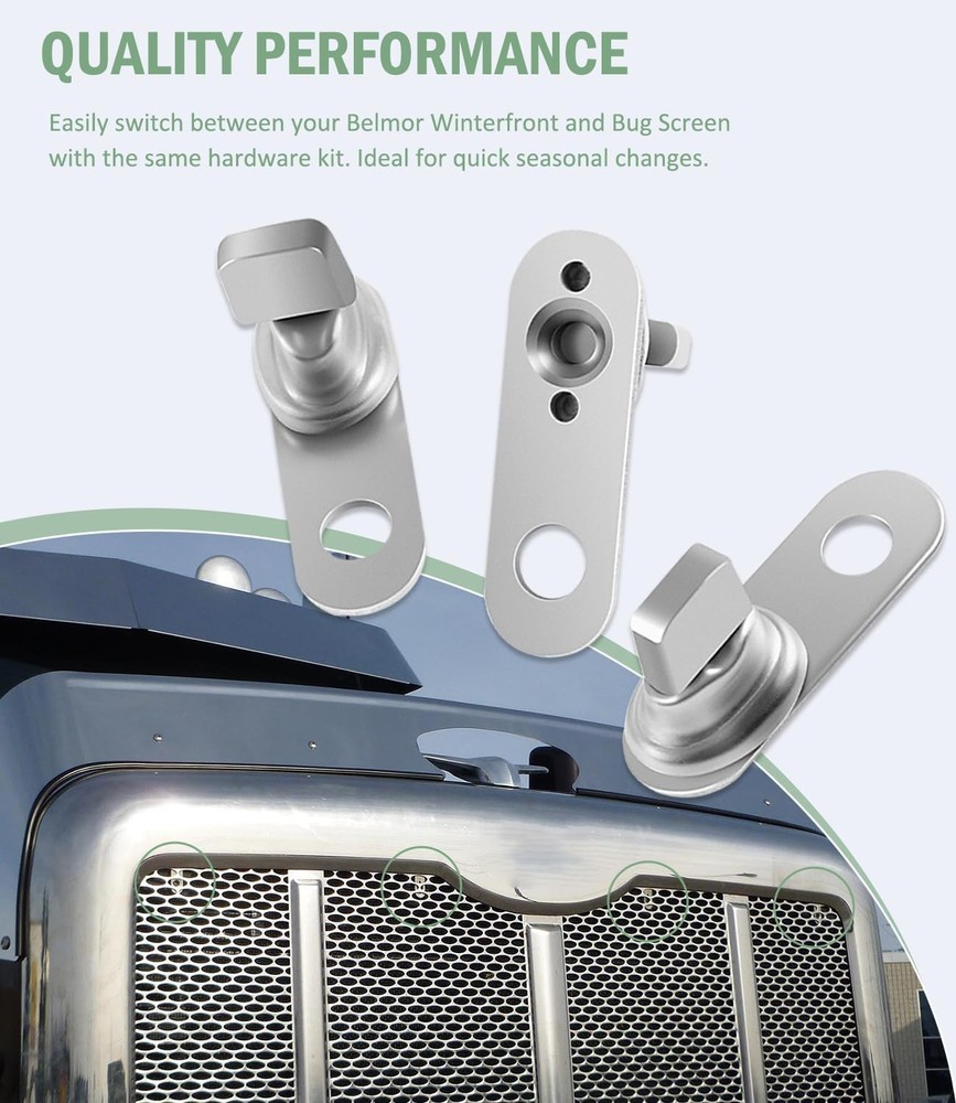 for Peterbilt 1986-2007 75704-1 Stainless Bug Screen & Winterfront Hardware Kit