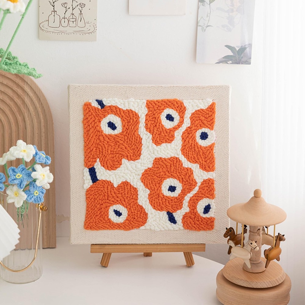 Punch Needle Embroidery Kit for Beginners, Includes Patterned Fabric & Yarns