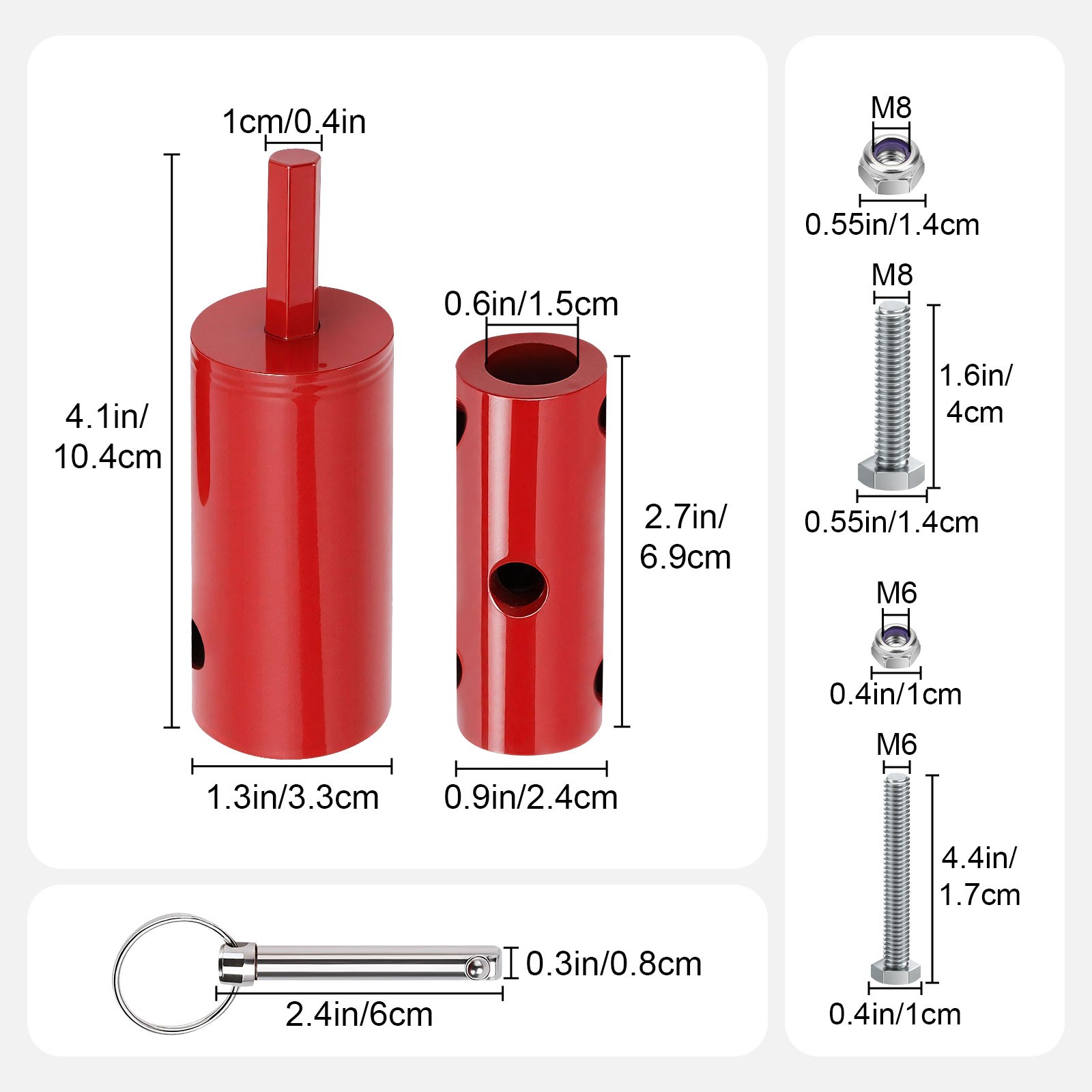 2 PCS Trailer Jack Electric Drill Adapter 1in Handle Bolt Fit 1/2" & 3/8" Shank