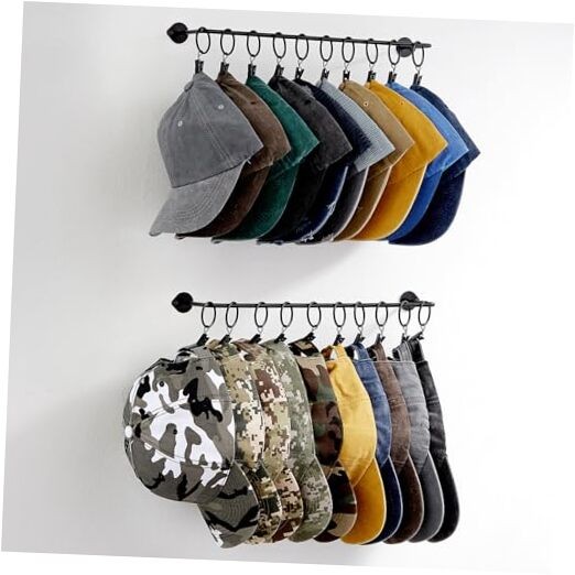 Viklluyr Hat Rack for Baseball Cap Hat Storage with 20 Hooks - 2-Pack Black