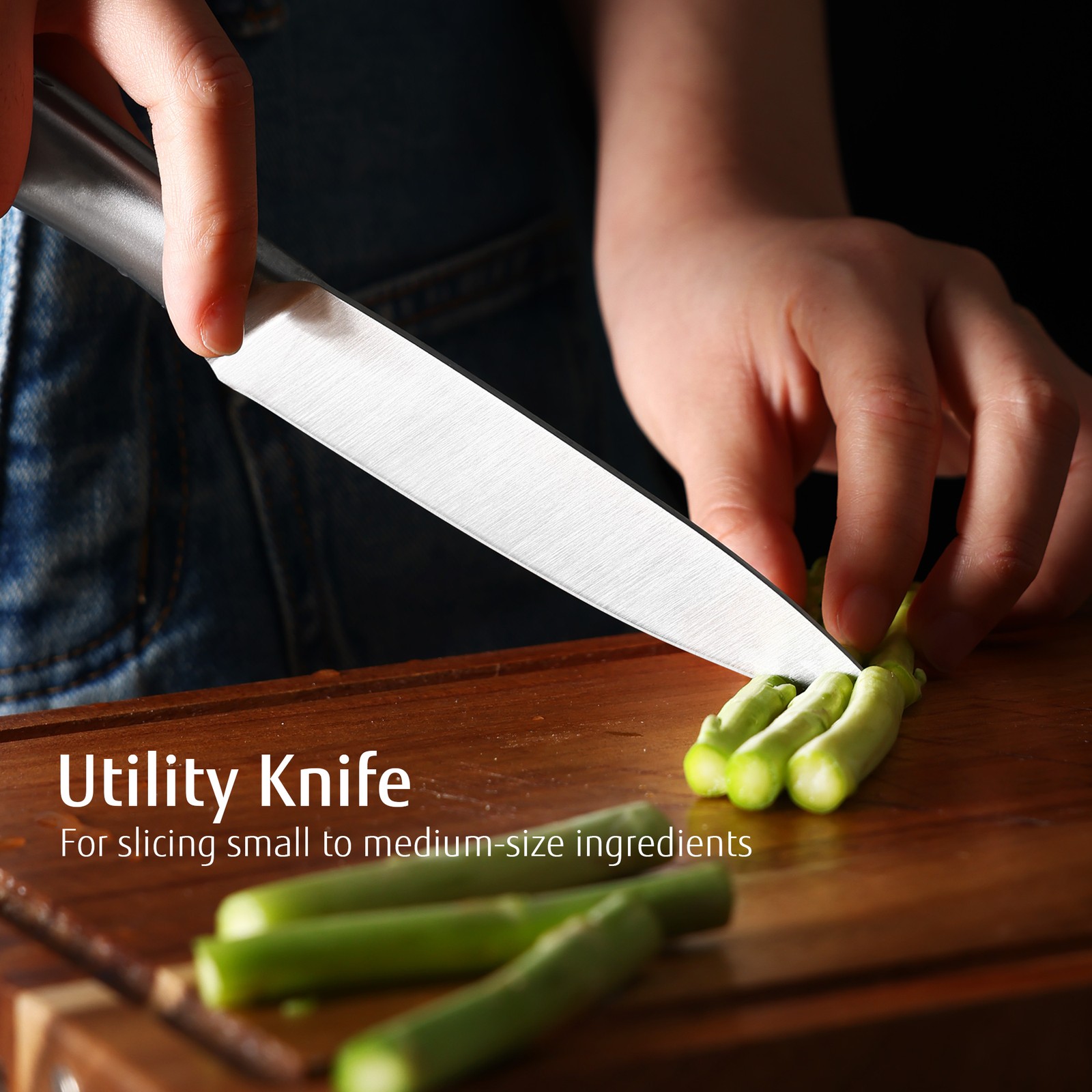 Hecef® Kitchen Knife Set of 3 Ultra Sharp Stainless Steel Chef Knife w/ cover