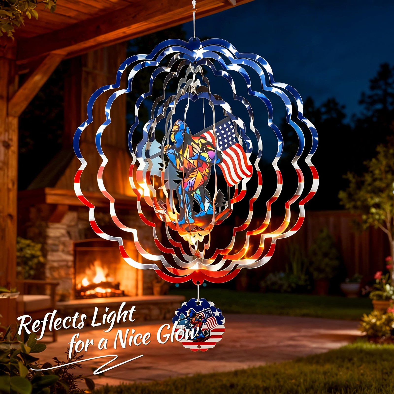 SUNCKET Bigfoot Wind Spinner, 12 Inch Stainless Steel Outdoor Garden Decor with