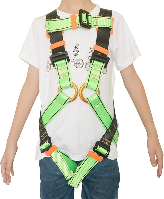 HeeJo Kids Full Body Hanging Rock Repelling Equipment Safety Harness Neon NEW
