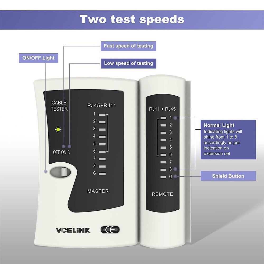Handheld Multi-Functional Network Cable Tester - Cat6/Cat5/Cat7 & RJ11 Tester