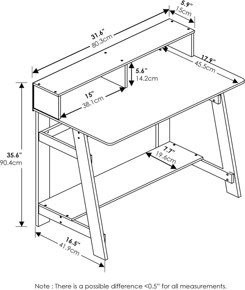 A Frame Computer Desk Oak Grey PC Laptop Study Writing Table Workstation