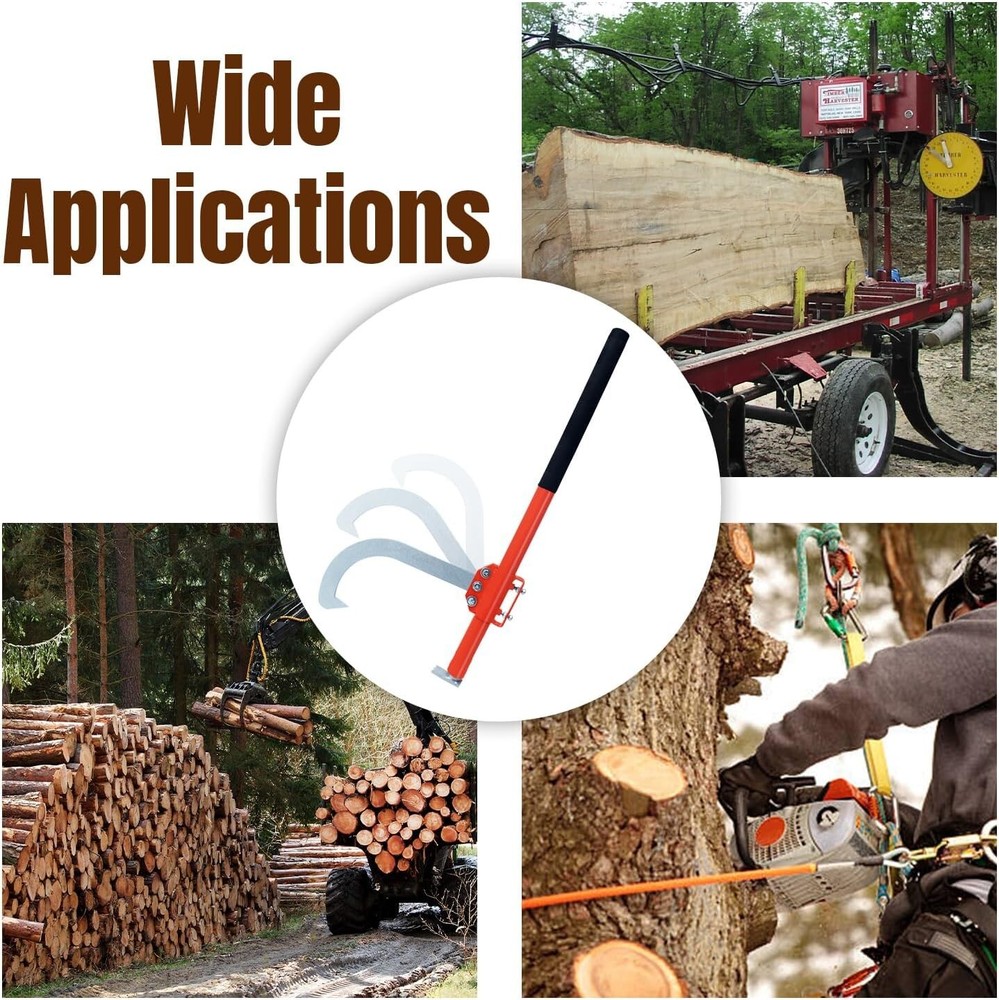 Cant Hook - 28" Wood Log Moving Tool With Adjustable Hook & Rubber Grip Handle