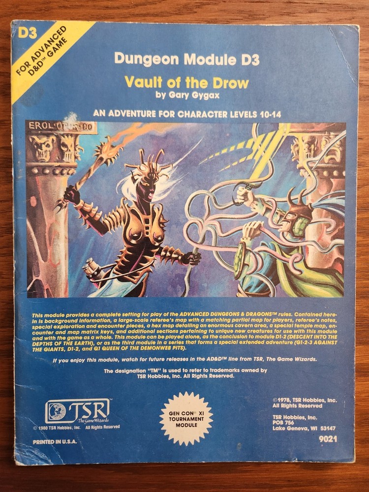 D3 Vault of the Drow  module D&D TSR Basic Dungeons Dragons BECMI