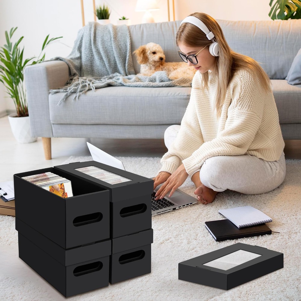 CD Storage Boxes4 Pack CD Case StorageCardboard CD Case Holder with LidHolds ...