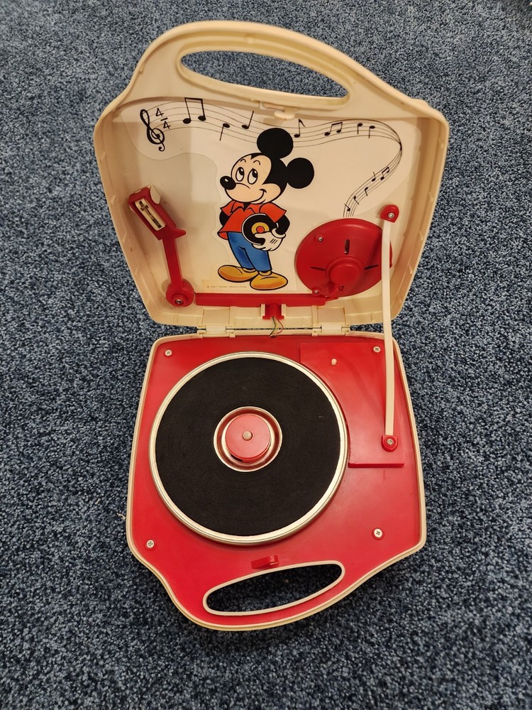 Mickey Mouse 80's 2Speed Solid State Phonograph Record Player With Working Motor