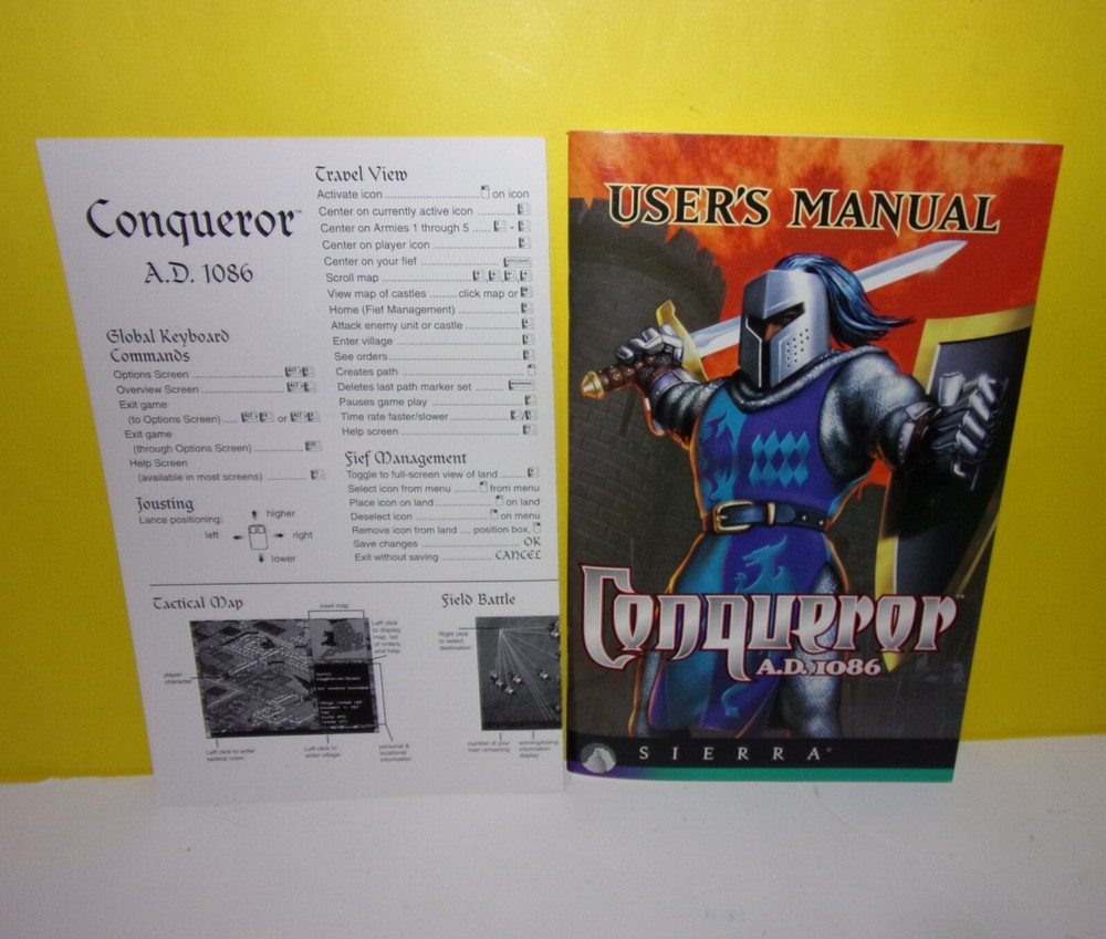 Conqueror A.D. 1086 PC Game User's Manual & Keyboard Reference Sierra 1995