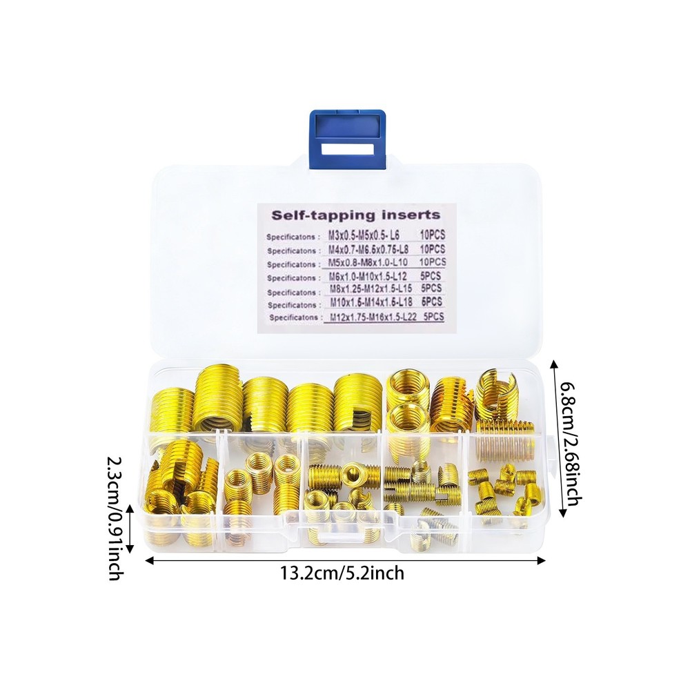 50Pcs Self Tapping Thread Inserts Set, Gold Thread Reinforce Repair Tool