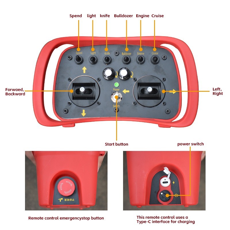 Gasoline Remote Controlled Tracked Lawn Mower RATO 225cc 7HP - Free Shipping