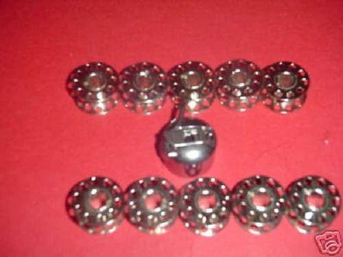 Bobbin Case &10 Bobbins Fits Most Front Loading Machine