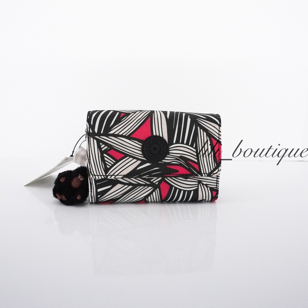NWT Kipling AC3739 PIXI Snap Medium Trifold Wallet Polyester Bold Leaf Red Multi