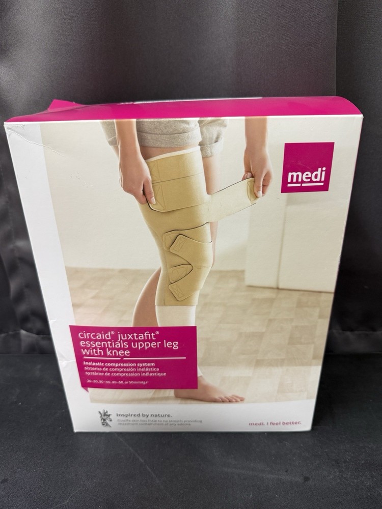medi juxtafit essentials upper leg with knee Compression Strap Beige CJF520L4
