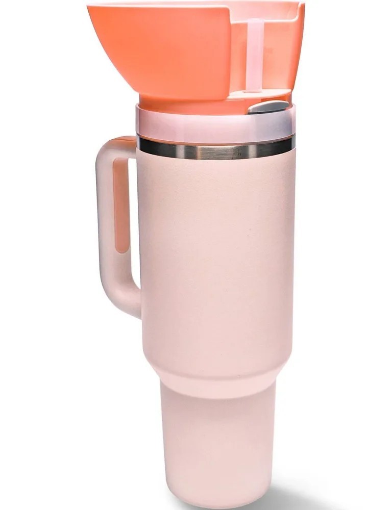 Plastic Pink Tumbler With Handle Solid Color Design