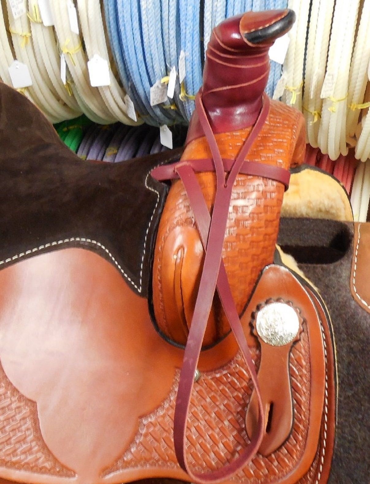 Lariat Rope Holder Strap 45" Soft Latigo Leather Amish Made New Eddy's Tack