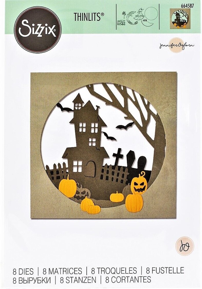 Sizzix "HAUNTED HILLS" Halloween Thinlits Steel Dies-8 dies MSRP $35