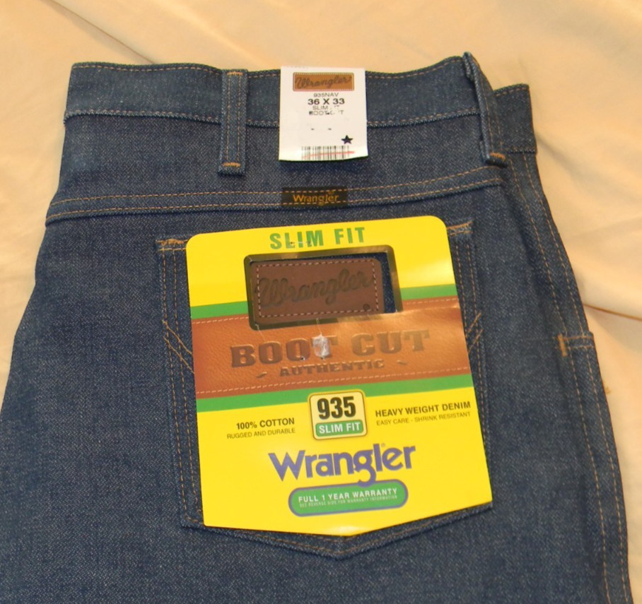 Wrangler 935NAV ~ Navy Blue Ridgid Slim Fit Jeans ~ Men's Size 36 x 33 ~ New ~ j