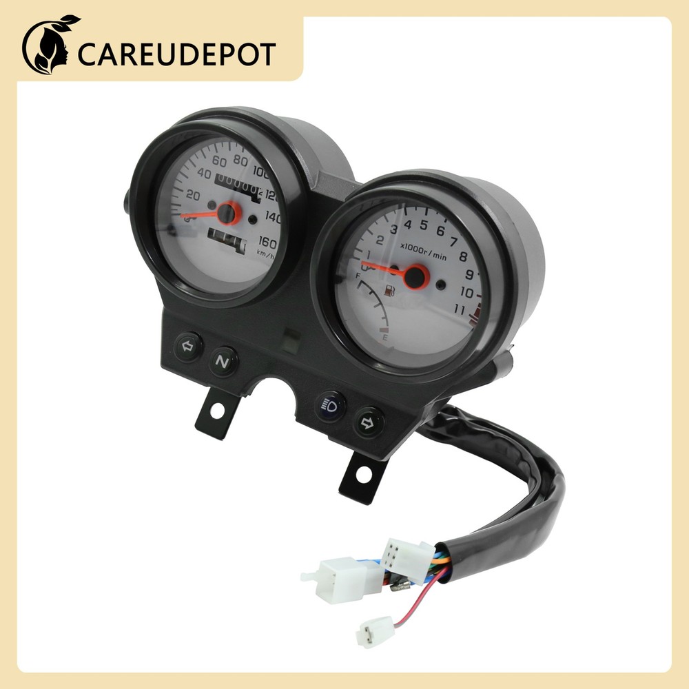 DC 12V Black Shell Dual Odometer Tachometer Speedometer Cluster
