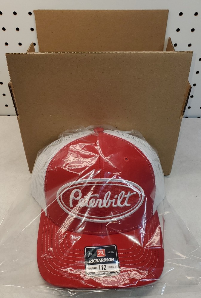 Peterbilt Red Patch on Richardson 112 Trucker Hat Snapback Red/White