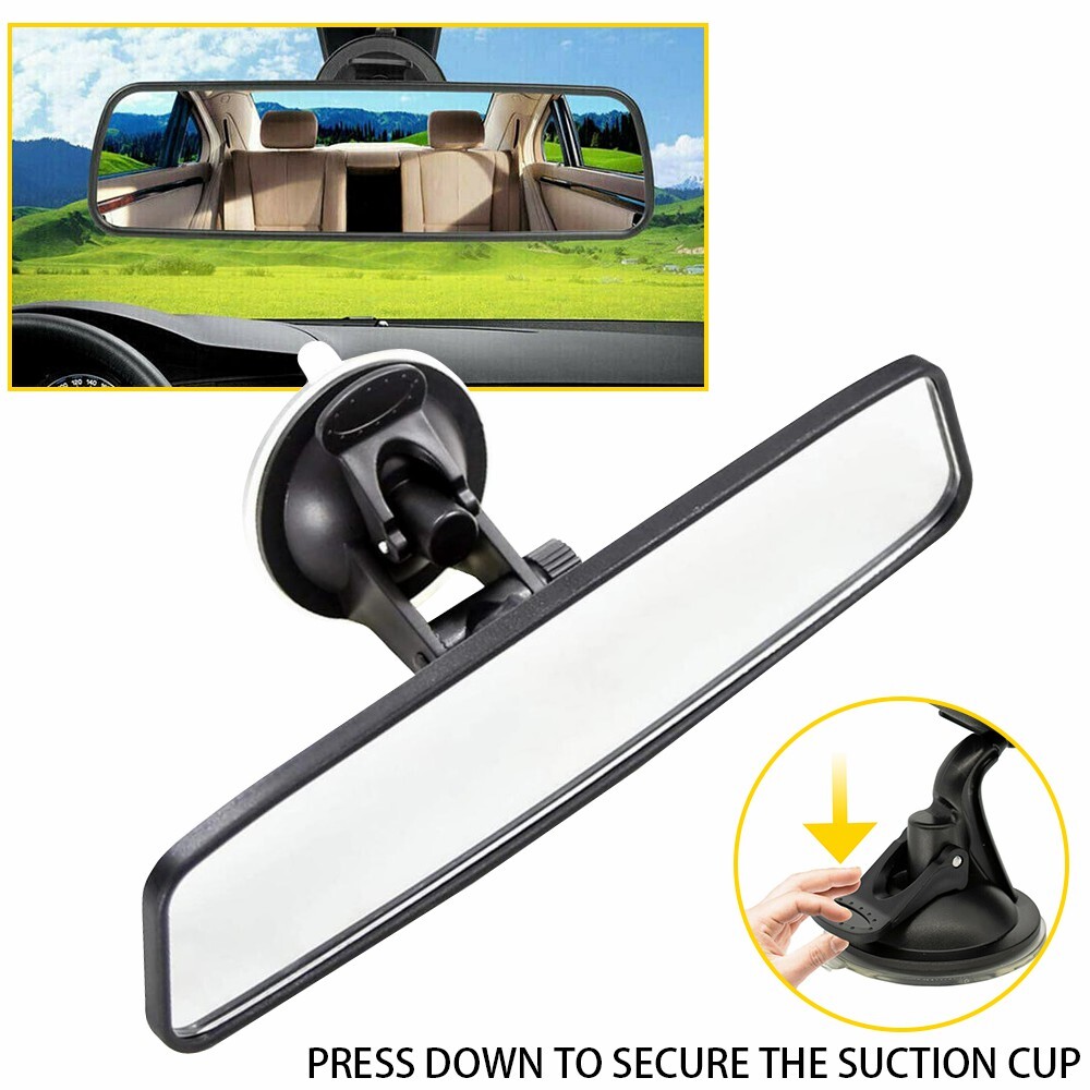 Car Interior Rear View Mirror Wide Flat Suction Cup Universal Angle Adjustable