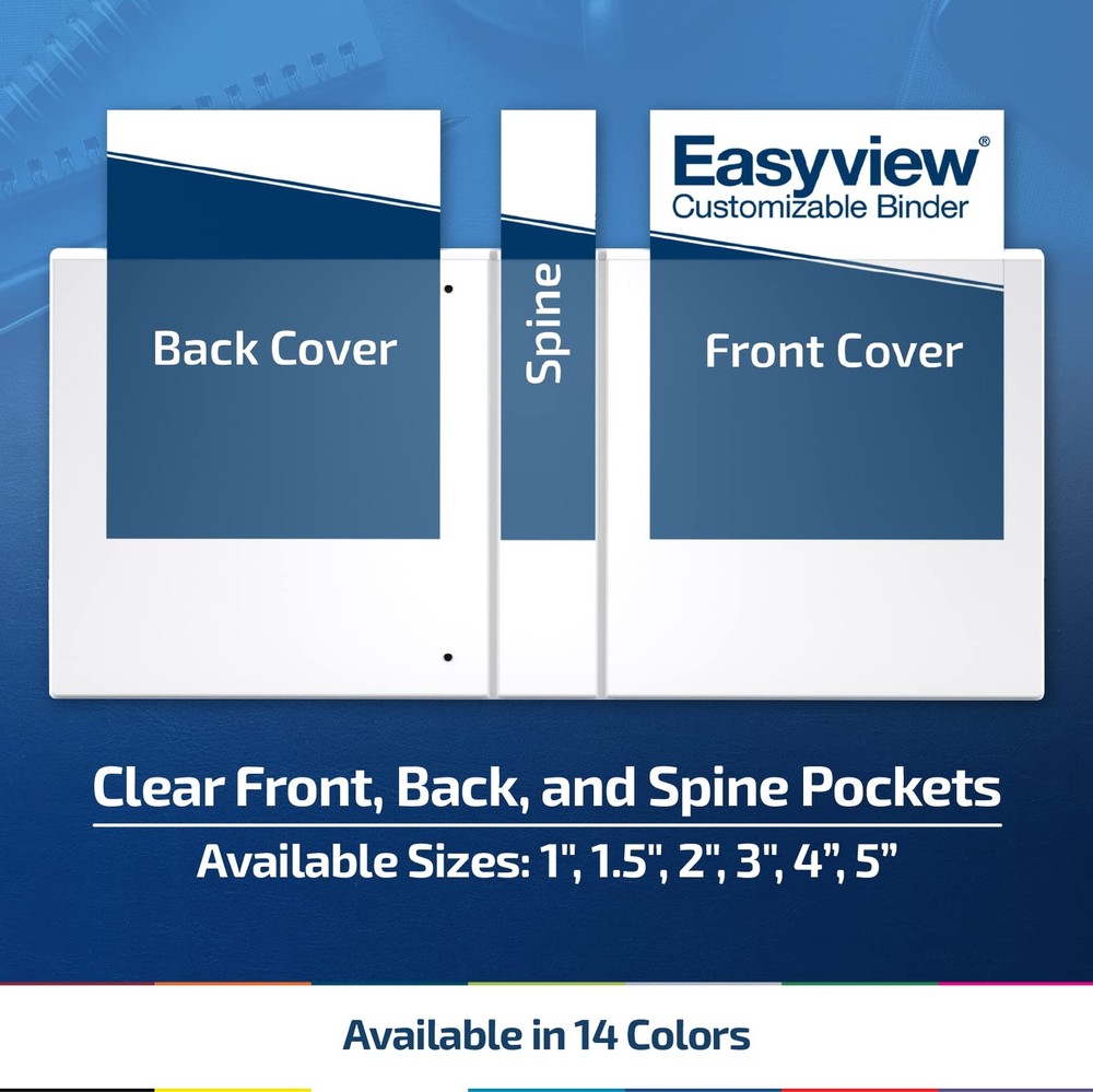 Easyview Premium 1Inch DRing Binders with ClearView Covers, SpreadsheetView B...