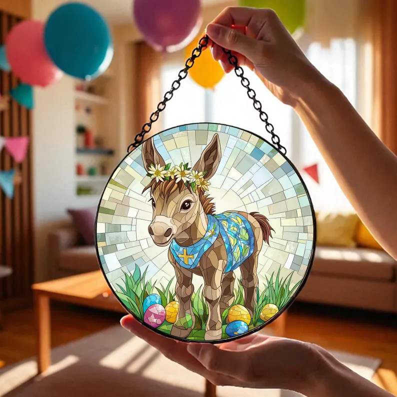 Easter Donkey Suncatcher Window Hanging Decor Gift Unique