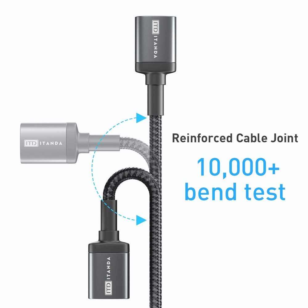 ITD ITANDA 10FT USB Extension Cable 3.0 Cord Type A 10 FT, Grey