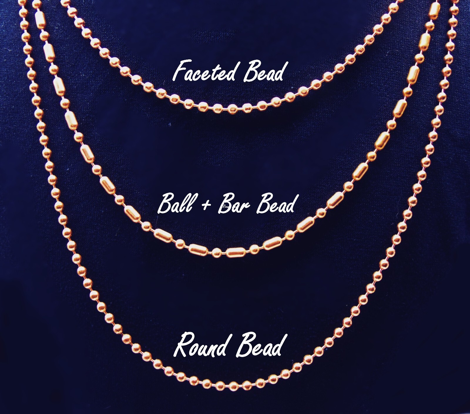 Solid COPPER BALL CHAIN Necklaces ~ 3.2mm bead ~  Round ~ Faceted ~ or Ball +Bar