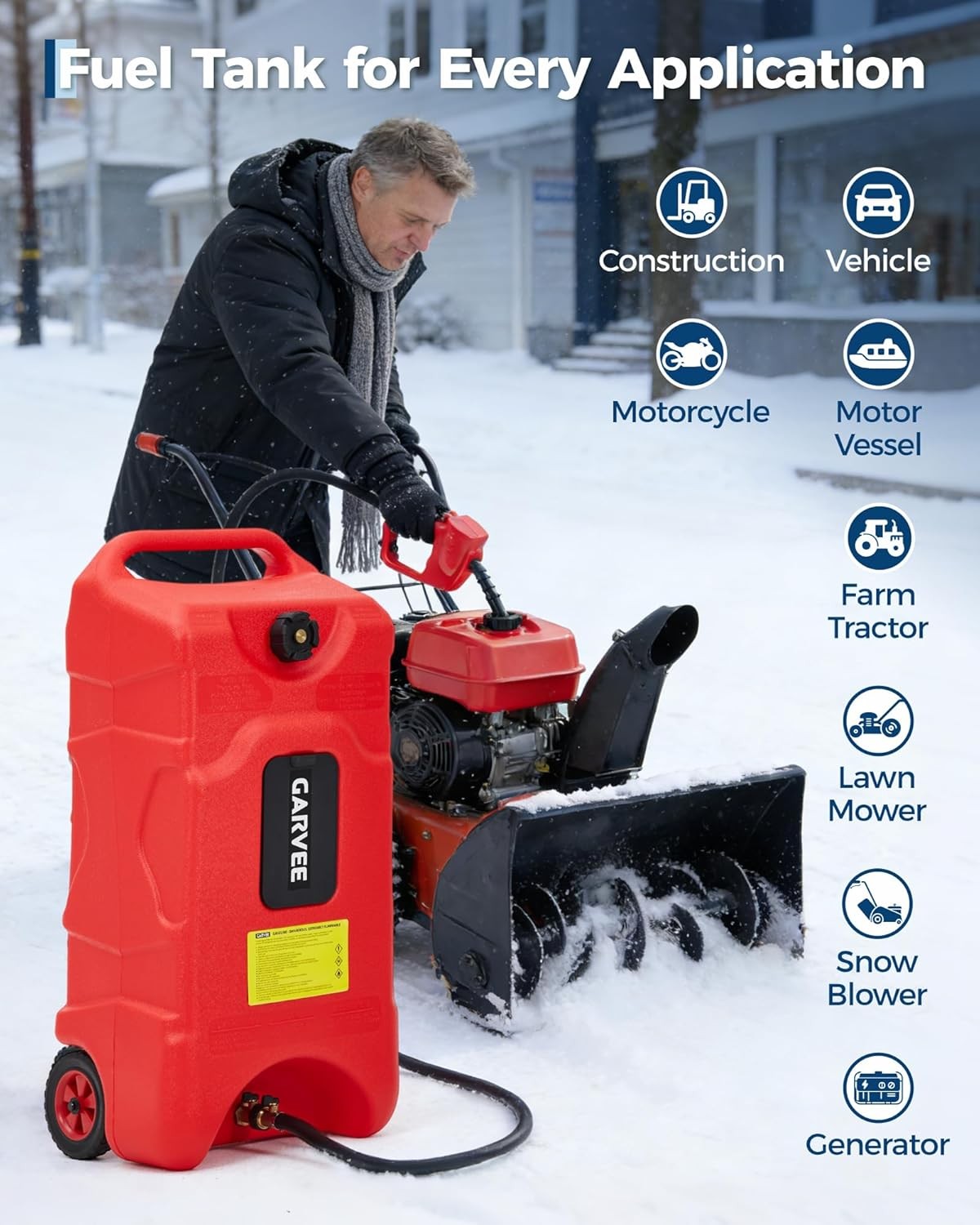 Upgraded Fuel Transfer System: 16 Gal Gas Caddy with Manual Pump for ATV, Boat