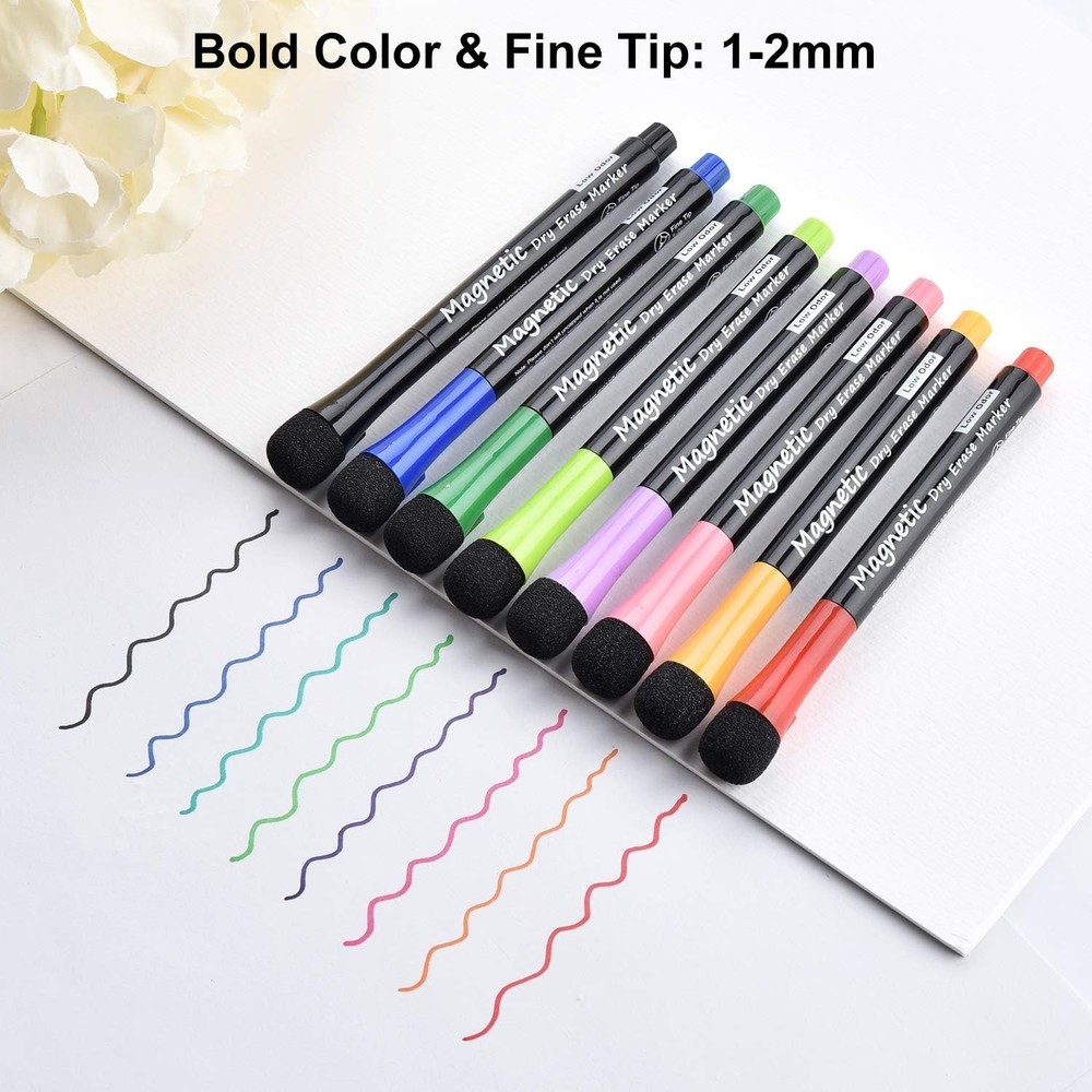 Magnetic Fine Tip Whiteboard Markers – 12 Pack