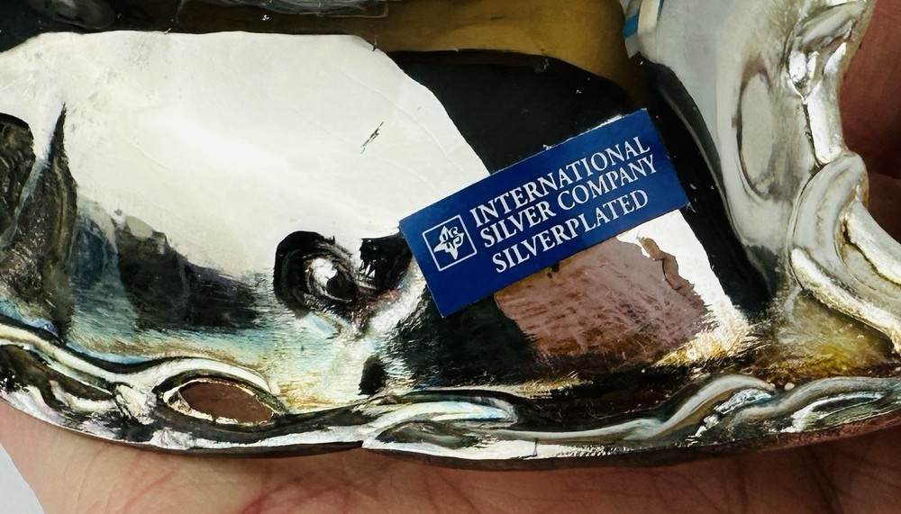 Vintage Silver Plated Double Heart w/Grape Leaf Pierced Handle Platter Bowl Dish