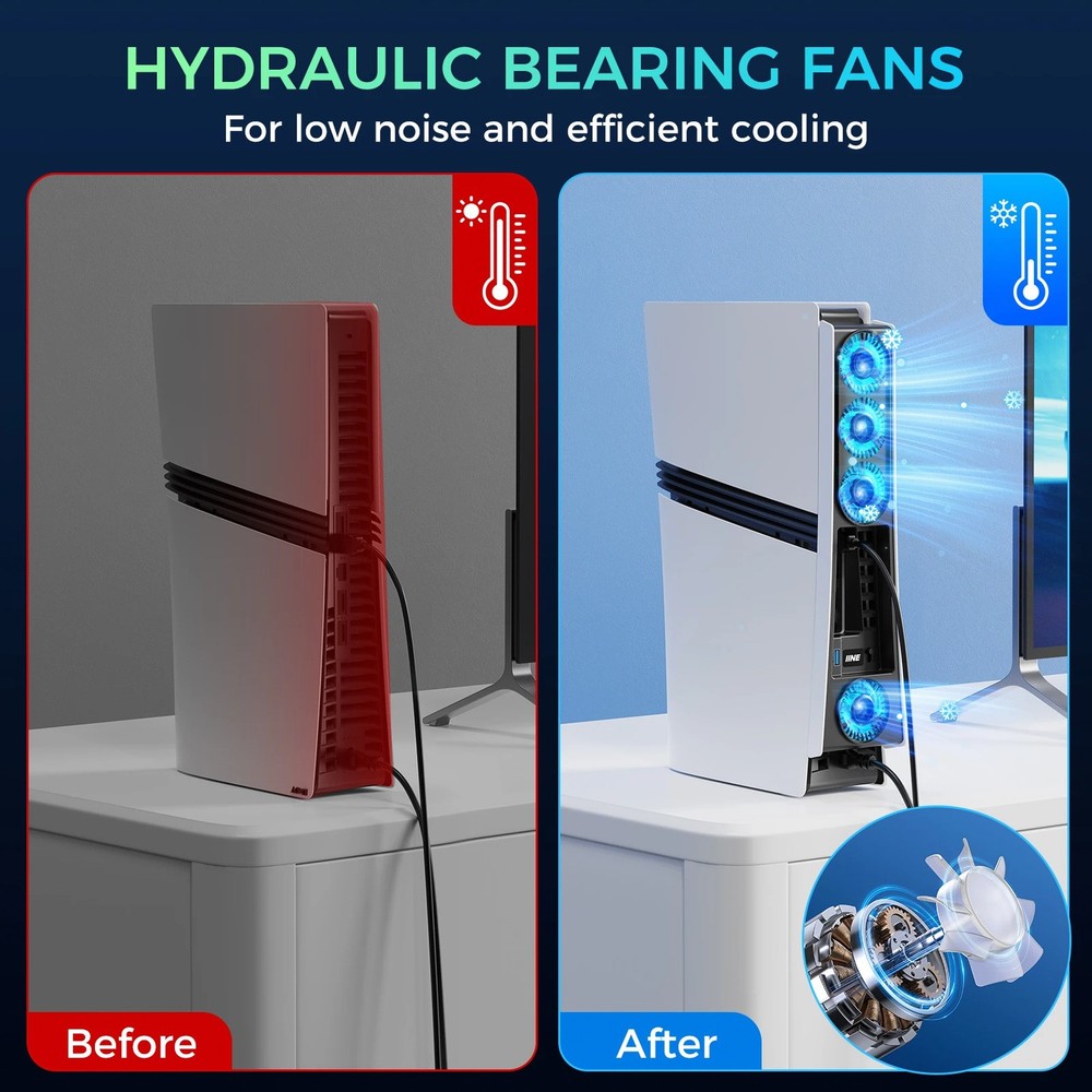 USB-Powered Cooling Fan Accessory with Auto Temperature Control — Two-Speed Oper