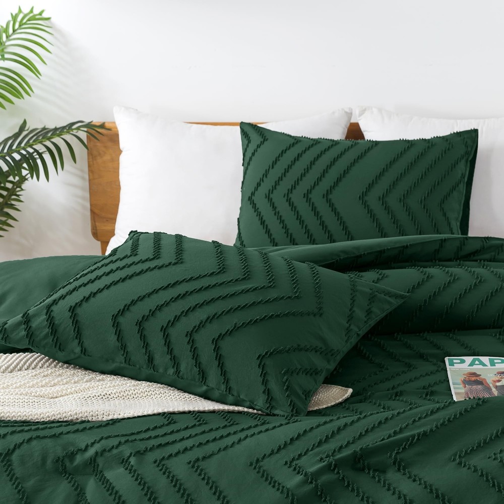 Andency Emerald Green Comforter King Size, Boho Dark Green Soft Warm Bedding ...