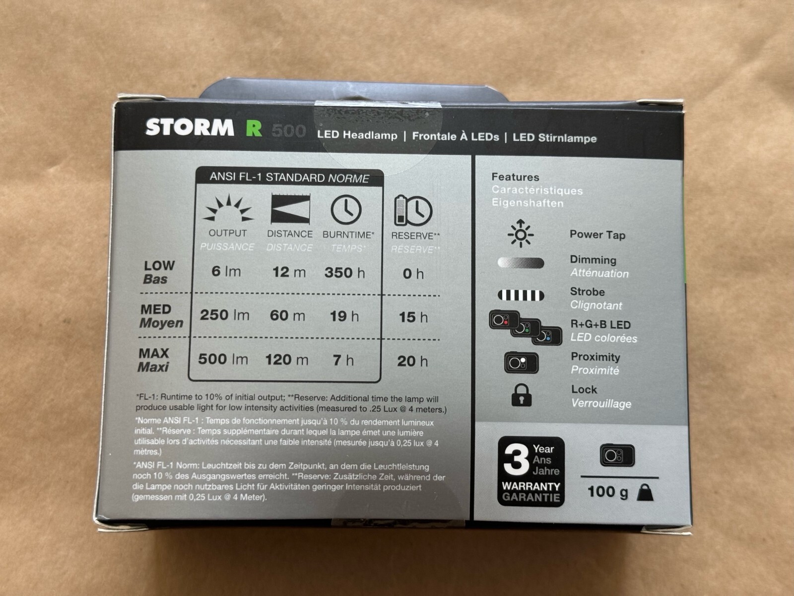 NEW BLACK DIAMOND STORM R 500 HEADLAMP COLOR BLACK FAST FREE SHIPPING