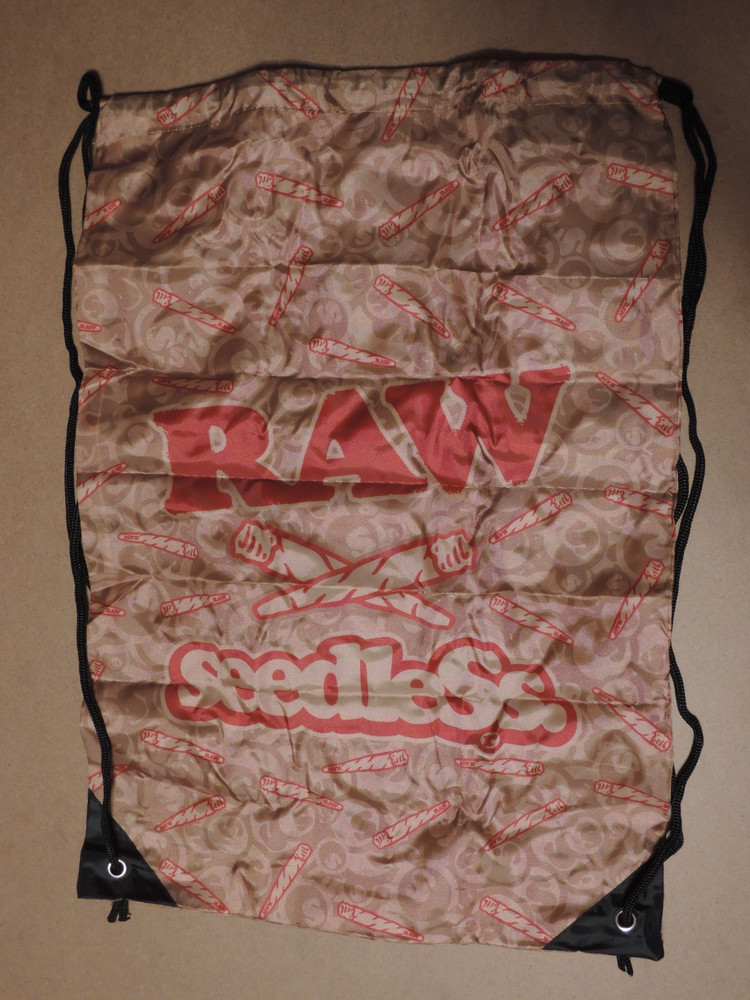 Rawthentic RAW Authentic SEEDLESS LOGO Drawstring TAN Beach BAG Brown Backpack!