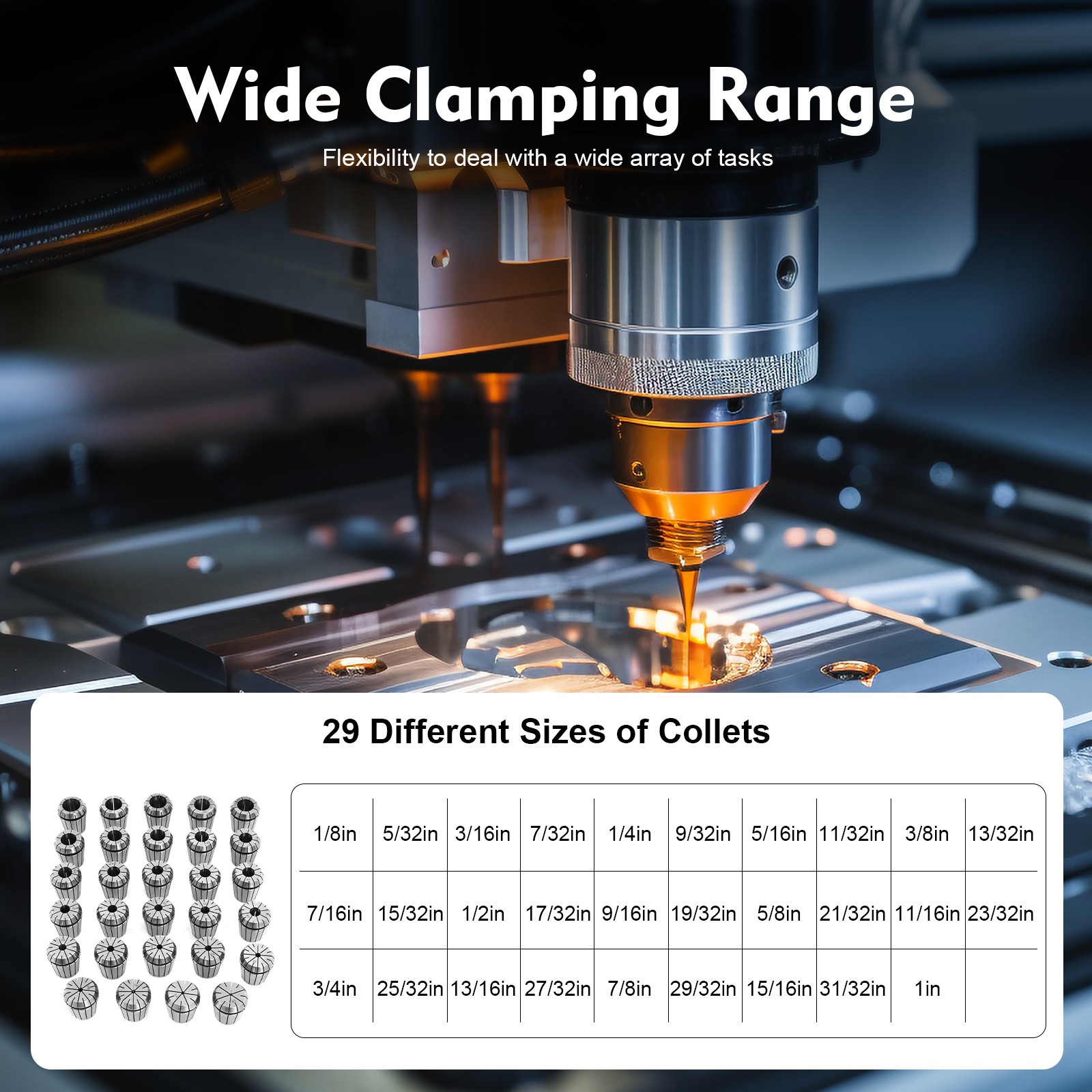 29 Pcs ER40 Precision Spring Collet Set Milling Lathe CNC Chuck Bit Holder ER40