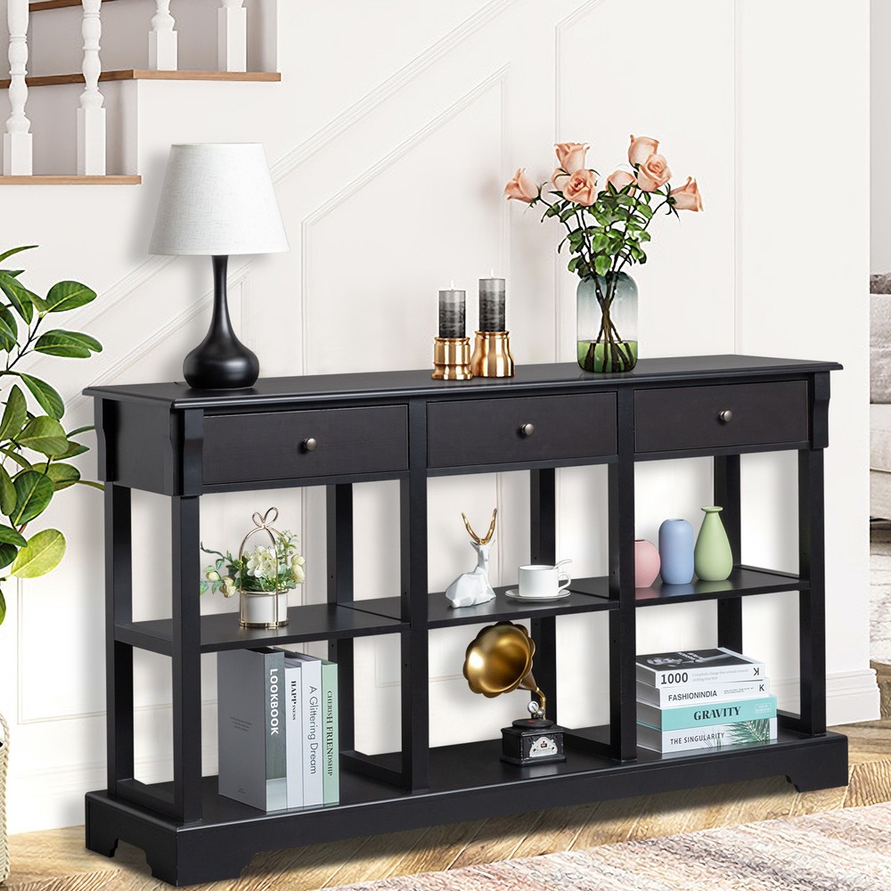 Console Sofa Table with Ample Storage, Retro Kitchen Buffet Cabinet Sideboard