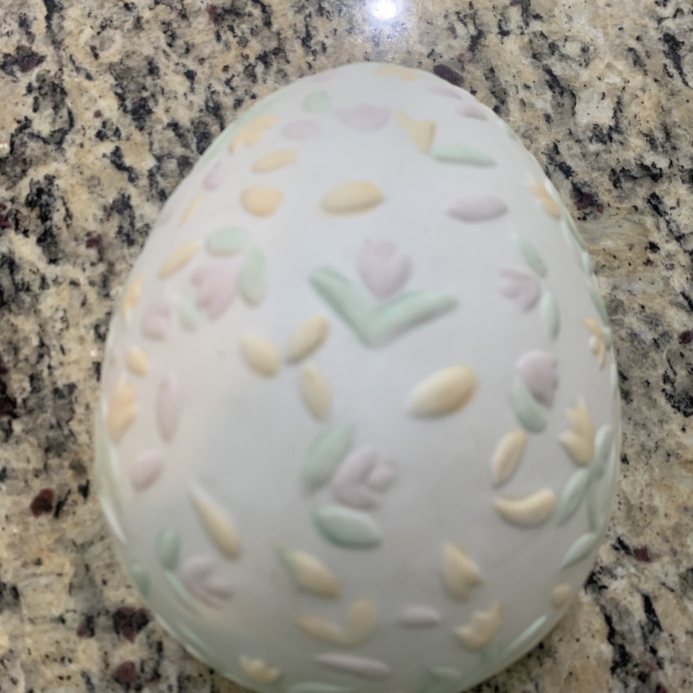 Floral Ceramic Egg Trinket Box