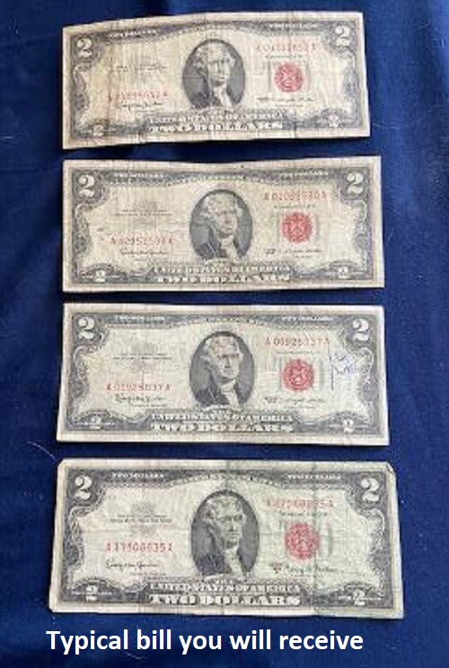 1953 Two Dollar Bills • Well Circulated Two Dollar ($2) Red Seal Notes • 1 Bill
