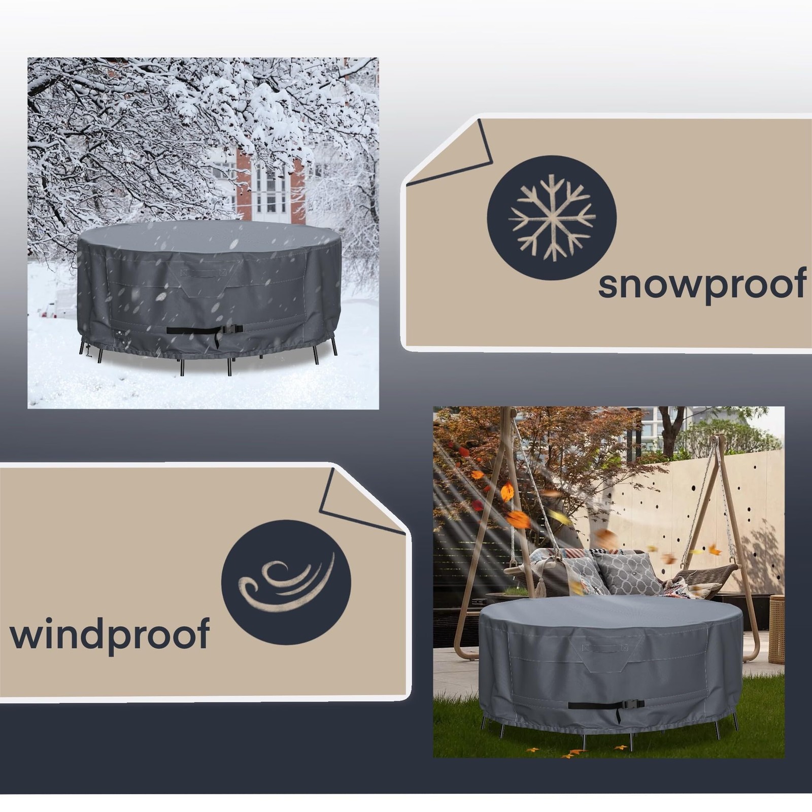 Round Patio Furniture Covers Waterproof Outdoor Table Chair Set Covers All Weath