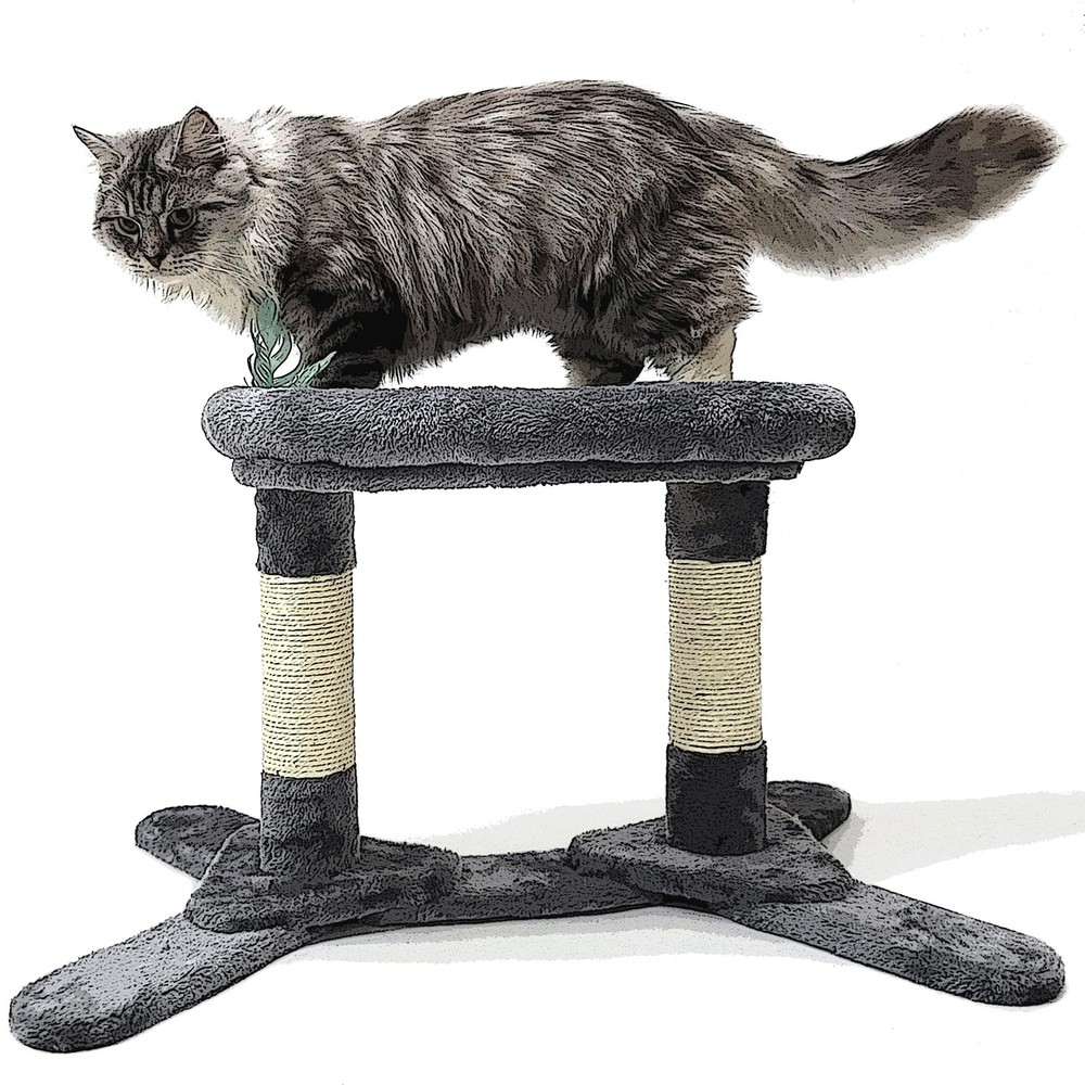 HeyKitten Elevated Cat Cushion Perch Bed with Scratching Posts Sturdy Base fo...