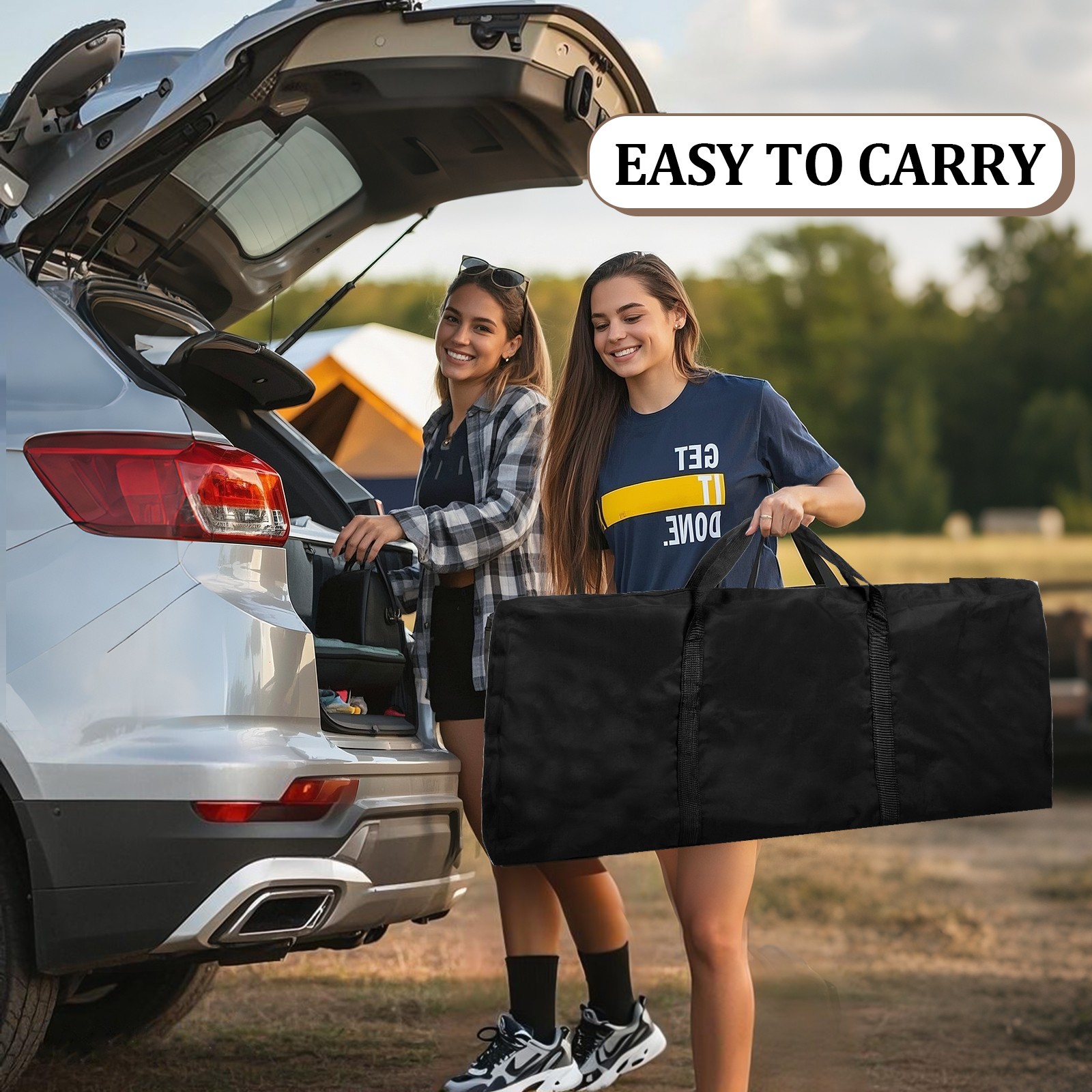 Portable Folding Bar 38.5" with Storage Shelves, Removable Skirt & Carry Case