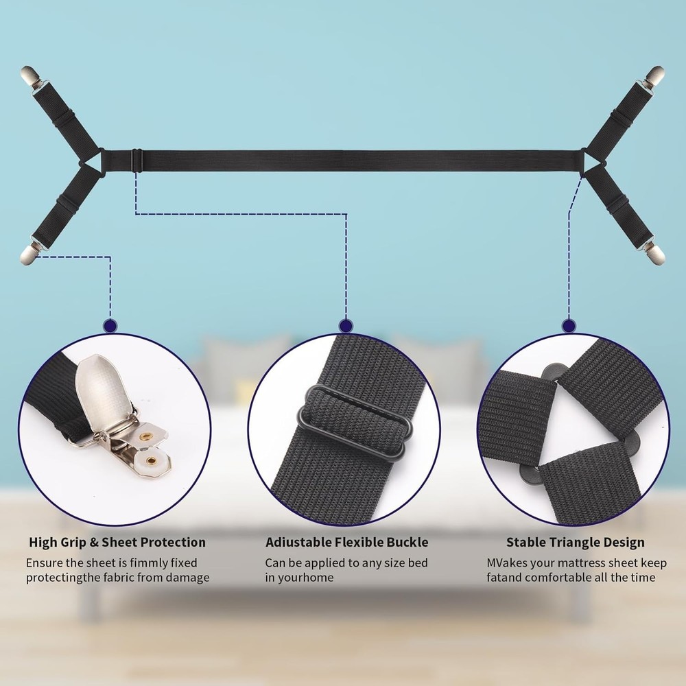 High-Quality Adjustable Sheet Straps - Secure Your Bed Sheets Effortlessly