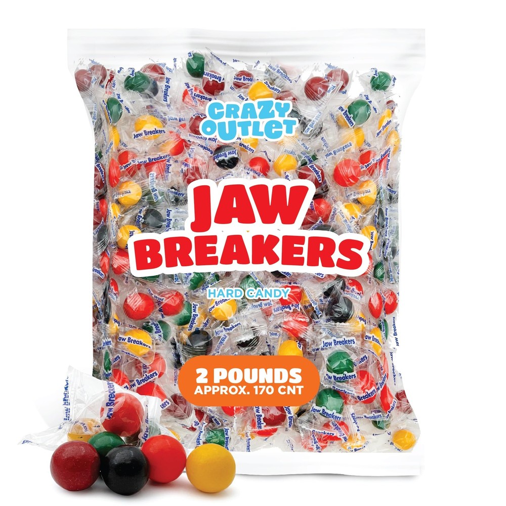 Jaw Breakers - 2 Pound Bulk Pack (About 170 Count) - Assorted Fruit Hard Candy