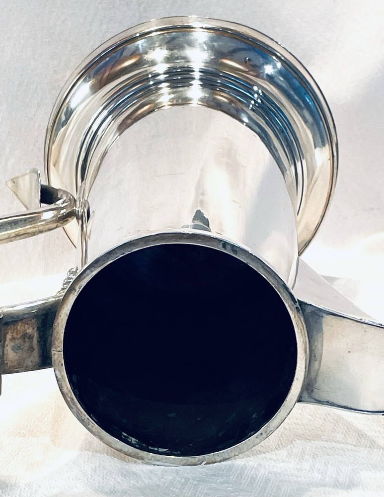 IMPRESSIVE VICTORIAN SILVER PLATED LARGE ECCLESIASTIC FLAGON.