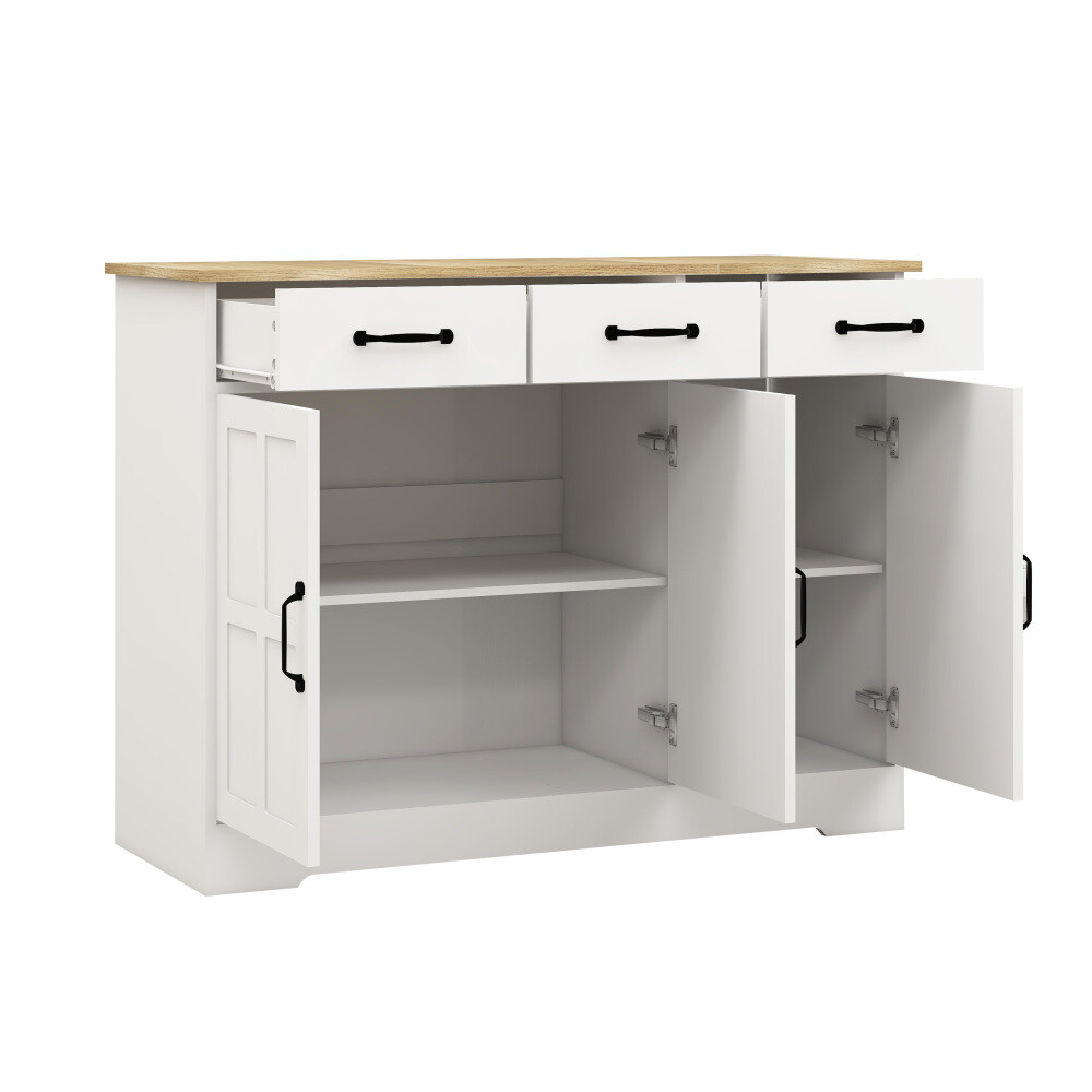 Simple Design Buffet Cabinet Storage Sideboard with 3 Drawers&3 Doors White